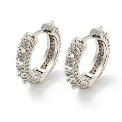Platine Micro cuivres ouvrent zircons boucles d'oreilles, platine, 17x4.5x19mm