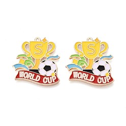 Золотистый Подвески из эмали и сплава, футбольные и трофейные подвески, золотые, золотые, 30x27x1 мм, отверстие : 1.2 мм