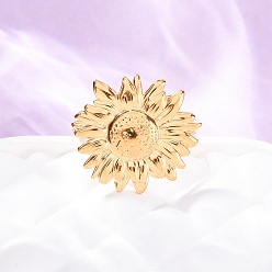 Золотой 304 из нержавеющей стали манжеты кольца, подсолнечник, золотые, 20x19 мм, внутренний диаметр: 18 мм