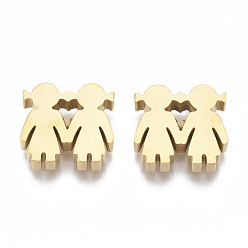 Golden 304 Edelstahlkugeln, Schwester, golden, 11.5x12.5x3 mm, Bohrung: 2 mm