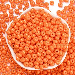 Dark Orange Imitation Jade Glass Seed Beads, Luster, Baking Paint, Round, Dark Orange, 5.5x3.5mm, Hole: 1.5mm