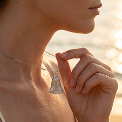 Stainless Steel Color 304 Stainless Steel Textured Bell Pendant Necklaces for Women, Tarnish Free, Stainless Steel Color, 15.75 inch(40cm)