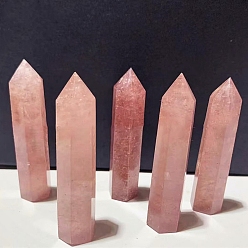 Клубничный Кварц Башня из натурального клубничного кварца, украшение для дома, исцеляющие каменные палочки, Декоры для медитации и терапии Рейки чакры, шестиугольная призма, 50~60 мм