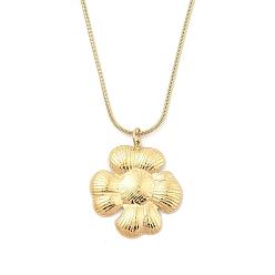 Золотой 304 ожерелья из круглой цепочки-змейки с подвеской-цветком из нержавеющей стали, золотые, 18.78 дюйм (47.7 см)