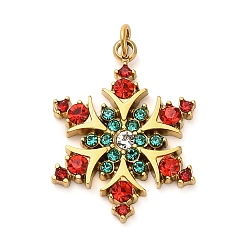 Снежинка 304 подвески из нержавеющей стали Rhinstone, золотые, с целью перехода в кольце, снежинка, 19x14.5x2 мм, отверстие : 2 мм