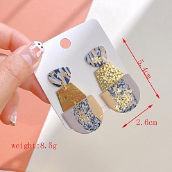 Half Round Серьги-гвоздики из полимерной глины и сплава, золотые, полукруглый, 54x26 мм