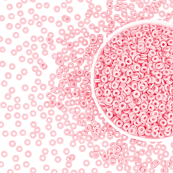 Фламинго 10 нити плоские круглые бусины из полимерной глины ручной работы, диск хейши бусины для гавайских серег браслет ожерелья ювелирных изделий, фламинго, 6x1 мм, отверстие : 2 мм, 10 прядь