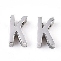 Letter K Anlaufgeschützt 201 Charms aus Edelstahl, Edelstahl Farbe, letter.k, 8x4.5x3 mm, Bohrung: 1.6 mm
