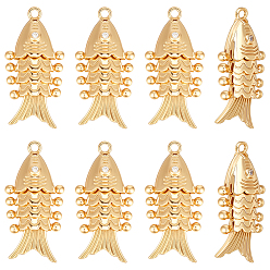 Золотой 8 латунные подвески шт., рыбы прелести, золотые, 25~25.5x12x6.5 мм, отверстие : 1.2~1.4 мм