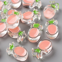 Pink Прозрачная эмаль акриловая бисера, ананас, розовые, 25x15x9 мм, отверстие : 3.5 мм