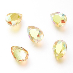 Солнце Стеклянные стразы подвески, граненые, слеза, солнце, 9x6x4 мм, отверстие : 1 мм