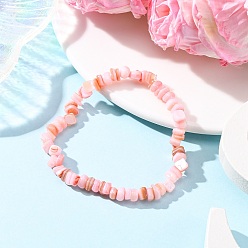 Лосось Браслеты из натуральных окрашенных пресноводных ракушек, эластичные, для мужчин и женщин, самородки, salmon, 1/8 дюйм (0.46 см), внутренний диаметр: 2 дюйм (5 см)