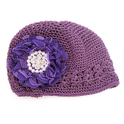 Серо-розавый Ручная работа вязания крючком детская шапочка, цветок, увядшая роза, 180 мм