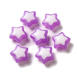 Purple Imitation Jelly Transparent Acrylic Beads, Two Tone, Star, Purple, 17x18x3mm, Hole: 3.5mm, 20pcs/set