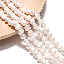 Кремово-белый Нити из натурального культивированного пресноводного жемчуга, двух сторон полированной, кремово-белые, 6~8x6~8.5x4~7 мм, отверстие : 0.6 мм, около 25~26 шт / нитка, 6.89~7.09 дюйм (17.5~18 см)