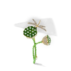 Золотой Изысканная брошь из сплава «стручок лотоса», Пластиковая имитация жемчуга на лацкан для девушки и женщины, золотые, 55x32 мм