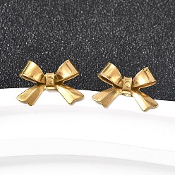 Золотой 304 серьги-гвоздики из нержавеющей стали с бантом, золотые, 10x15 мм