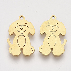 Золотой 201 подвески для щенков из нержавеющей стали, подвески для лазерной резки, собака, золотые, 18x11x1 мм, отверстие : 1.4 мм