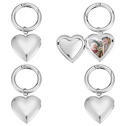 Платиновый & Цвет Нержавейки 4шт 316 брелок с фотографией из нержавеющей стали, литыми кольцами, платины и нержавеющая сталь цвет, 59 мм