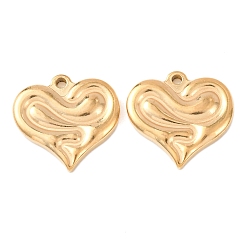 Настоящее золото 18K 304 подвески из нержавеющей стали, ионное покрытие (ip), сердце прелести, реальный 18 k позолоченный, 19.5x20.5x3 мм, отверстие : 1.8 мм