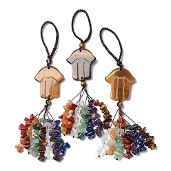 Тигровый глаз Хамса рука/рука Мириам натуральный кулон с тигровым глазом украшения, нейлоновый шнур и подвесные украшения с кисточками из драгоценных камней, 155~160 мм