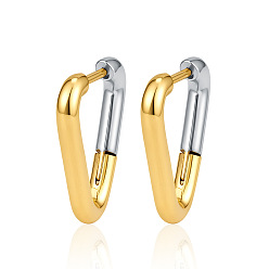Triángulo Pendientes de aro de acero inoxidable, acero color oro y acero, triángulo, 304 mm