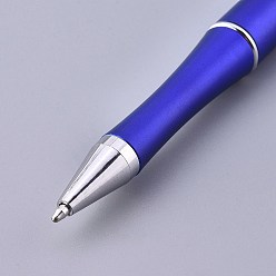 Blue Plastic Beadable Pens, Shaft Black Ink Ballpoint Pen, for DIY Pen Decoration, Blue, 144x12mm, The Middle Pole: 2mm