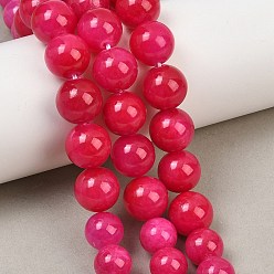 Deep Pink Natural Mashan Jade Graduated Beads Strands, Dyed, Smooth Round, Deep Pink, 6~12mm, Hole: 1~1.4mm, about 53pcs/strand, 17.32''(44cm)
