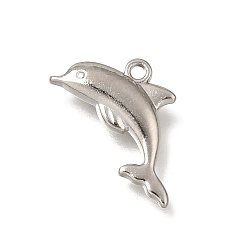 Dolphin Alloy Pendants, Marine Animal Charms, Platinum, Dolphin, 13.5x20x3.5mm, Hole: 1.6mm, about 632pcs/1000g