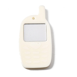 (404) Непрозрачное AB Кислое яблоко Большие подвески из ацетата целлюлозы (смолы) с печатью, брелок для телефона y2k, цветочный белый, 61.5x31x5 мм, отверстие : 2 мм