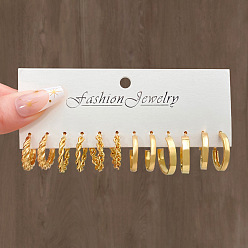 Золотой 6 пары комплектов сережек-колец из сплава, с имитацией жемчуга, золотые, 20 мм