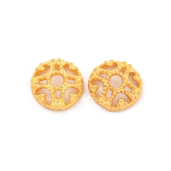 Настоящее золото 18K 925 Шарики из серебра 925 пробы, полые цветок, реальный 18 k позолоченный, 4.5x4.5x1.5 мм, отверстие : 1 мм