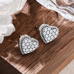 Платинированный Латунь серьги, сердце, Реальная платина, 9x10 мм