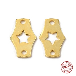 Real 18K Gold Plated 925 Sterling Silver Links, Chain Tabs, Real 18K Gold Plated, 10x6.5x0.5mm, Hole: 1mm