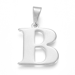 Letter B Устойчивые к потускнению 304 подвески из нержавеющей стали, Начальная letter.b, 26x22.5x1.5 мм, отверстие : 4x9 мм