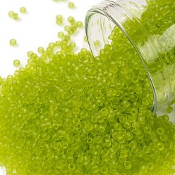 (4F) Transparent Frost Lime Green Toho runde Rocailles, japanische Rocailles, (4 f) transparentes Frost-Limonengrün, 15/0, 1.5 mm, Bohrung: 0.7 mm, ca. 135000 Stk. / Pfund