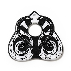 Змея Печатные акриловые подвески, шарма сердца, узор змей, 36.5x38x2.3 мм, отверстие : 1.8 мм