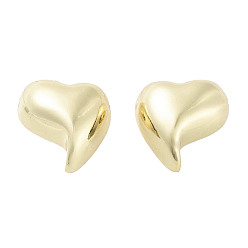 Real 18K Gold Plated Brass Stud Earrings for Women, Heart, Real 18K Gold Plated, 18x18mm