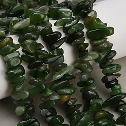 Otro Jade Hebras de cuentas de jade canadiense natural, chip, 8~18.5x6.5~10x1.5~7 mm, agujero: 0.7~1 mm, sobre 96~130 unidades / cadena, 15.94'' (40.5 cm)