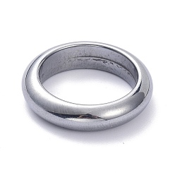 Terahertz-Stein Fingerringe aus synthetischem Terahertz-Stein, Flachrund, us Größe 8 (18.1 mm), 6.5 mm