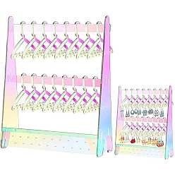 Разноцветный 2-ярусные акриловые подставки для серег, вешалки для одежды в форме держателя-органайзера для сережек, с мини-вешалками 16шт., красочный, 9x25x30 см