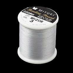 WhiteSmoke MIYUKI Nylon Beading Thread for Seed Beads, Flat, WhiteSmoke, 0.15x0.1mm, about 54.68 Yards(50m)/Roll