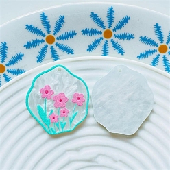 Голубой Акриловые подвески с цветами, голубой, 36x32 мм