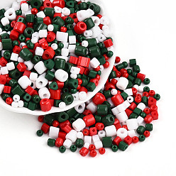Красный Стеклянные бусины на рождественскую тематику, разнообразные, разнообразные, красные, 2.5~12.5x2~8x2~8 мм, отверстие : 0.7~1.5 мм, Около 2045~3215 шт / фунт