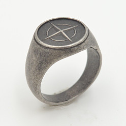 Античное Серебро 304 палец кольца из нержавеющей стали, компас, античное серебро, размер США 11 (20.6 мм)
