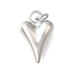 Платина Латунные подвески, сердце прелести, с прыжковых колец, без кадмия и без свинца, долговечный, стойки покрытие, платина, 18x12x7 мм, отверстие : 3.5 мм