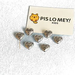 Сердце Акриловые бусины в тибетском стиле, античное серебро, сердце, 13x15 мм