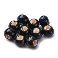 Кокосово-Коричневый Фарфоровые бусины ручной работы, круглые, кокосового коричневый, 6~7x5~6 мм, отверстие : 2 мм