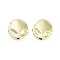 Настоящее золото 18K Стойки обшивки латунные бусины, долговечный, без свинца и без кадмия, плоско-круглые, реальный 18 k позолоченный, 14x12x4 мм, отверстие : 1.2 мм