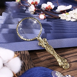 Античное Золото Винтажное ретро портативное увеличительное стекло, металлическая ручка с тиснением, для чтения, античное золото , 14.3 см